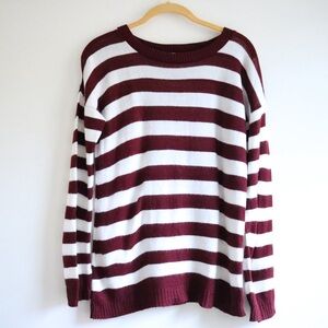 Kirra Maroon and White Striped Sweater